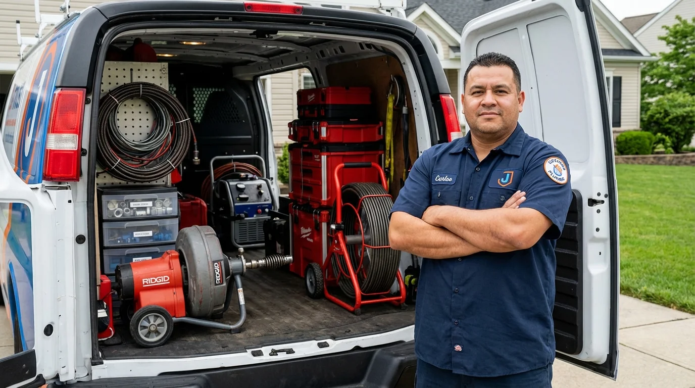 Professional drain cleaning equipment and Johns Plumbing LLC plumber in White Hall